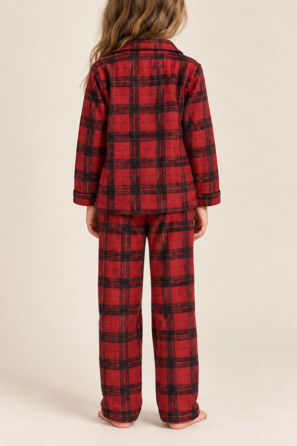 6 Pieces Soft 100% Polyester Sleepwear Kids Plaid Pajama Set