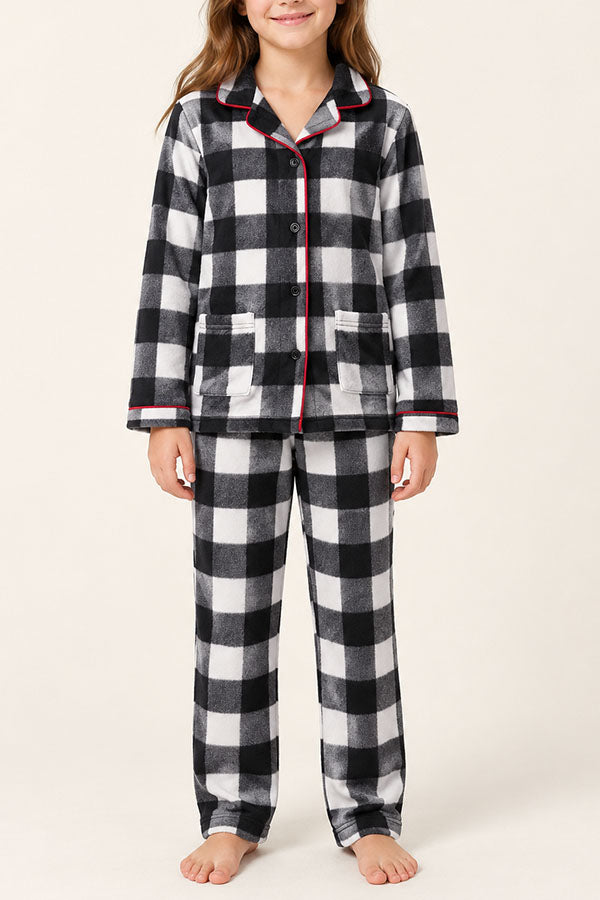 6 Pieces Soft 100% Polyester Sleepwear Kids Plaid Pajama Set