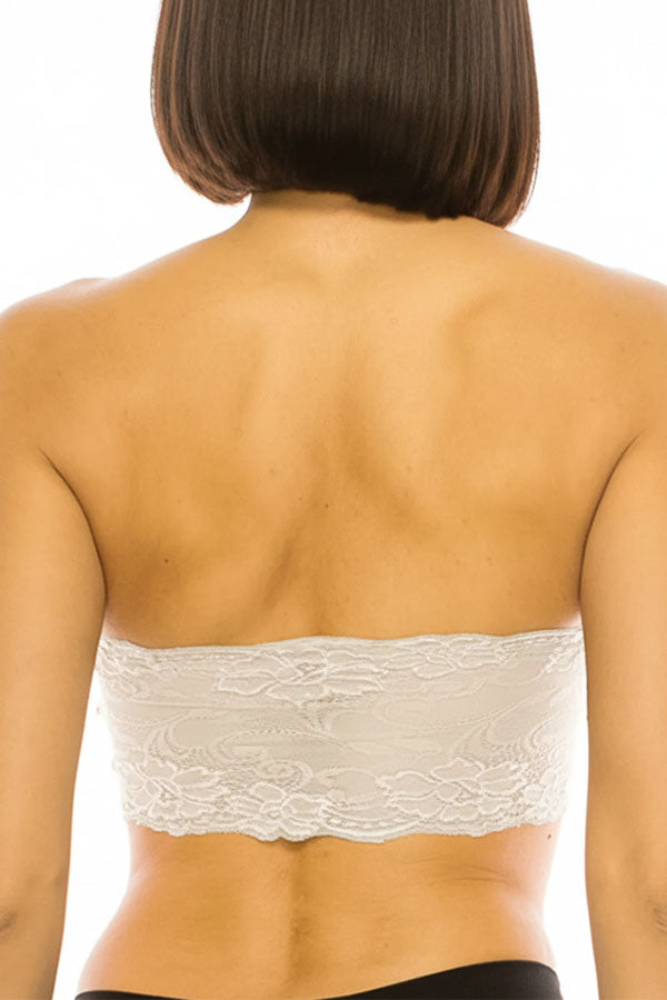 72179 6 Piece Floral Lace Back, Removable Pads, One Size Seamless Front Tube Top