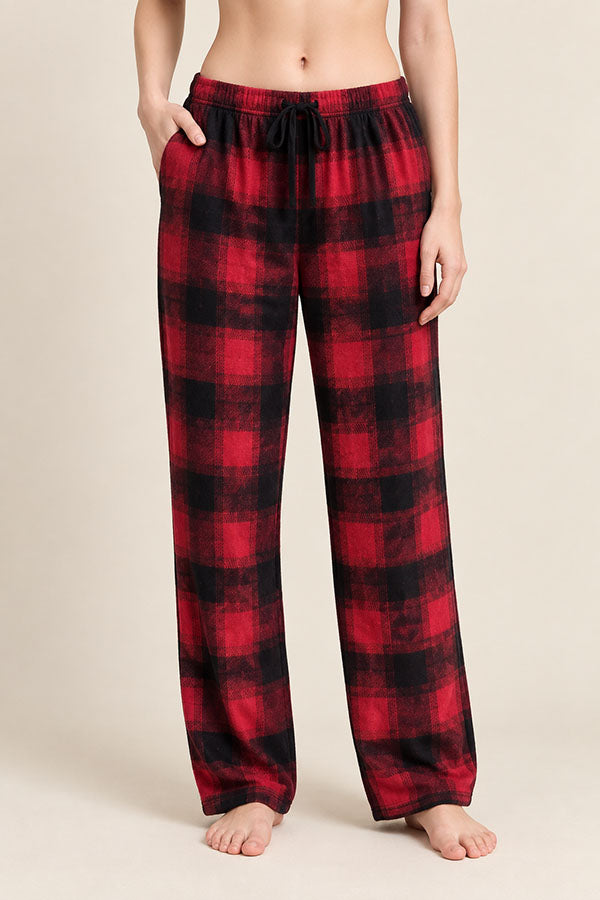 Wholesale 6 Pieces Soft & Cozy Wear for Women Lady Plaid Fleece Pants