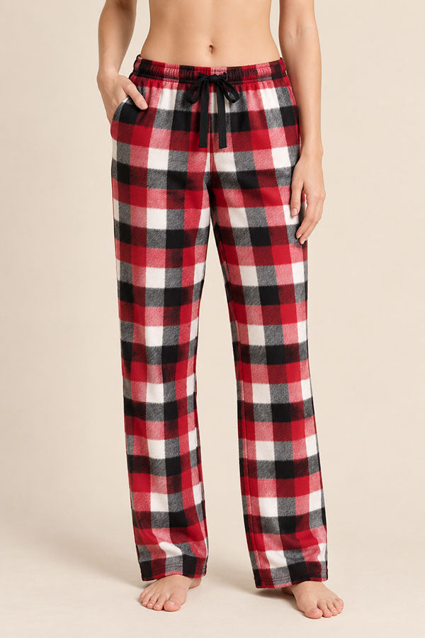 Wholesale 6 Pieces Soft & Cozy Wear for Women Lady Plaid Fleece Pants