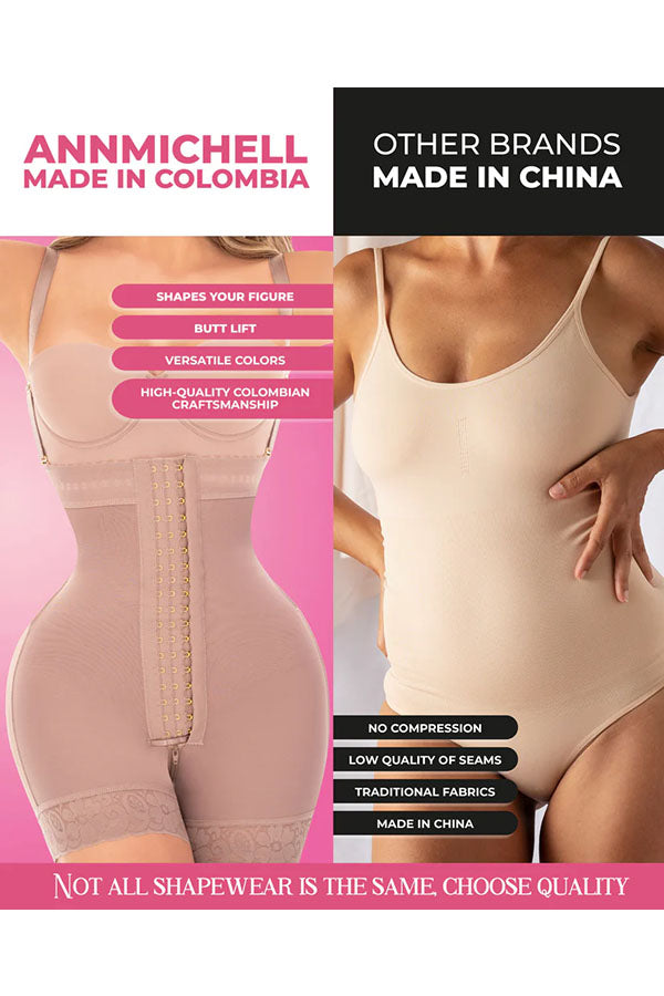 8203 Ann Michell Seamless Powernet Enhancement Shapewear | Colombian Post-Op Bodysuit with Tummy Control & Back Support
