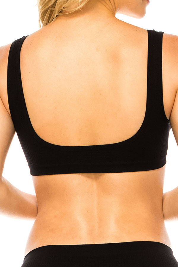 82122 6 Piece Seamless Wireless Bra Top with Thick Straps – One Size