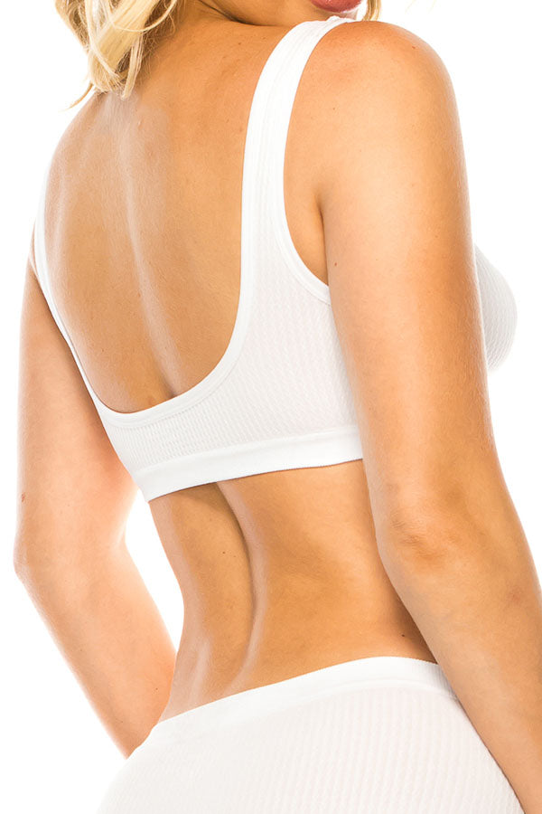 82122 6 Piece Seamless Wireless Bra Top with Thick Straps – One Size