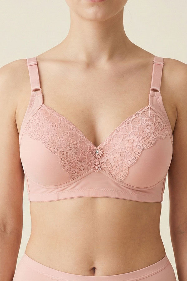 89124 6 Piece No Underwire, Adjustable Straps Solid/Lace Full Coverage Bra – B, C, D Cup C03