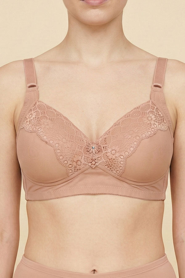 89124 6 Piece No Underwire, Adjustable Straps Solid/Lace Full Coverage Bra – B, C, D Cup C03