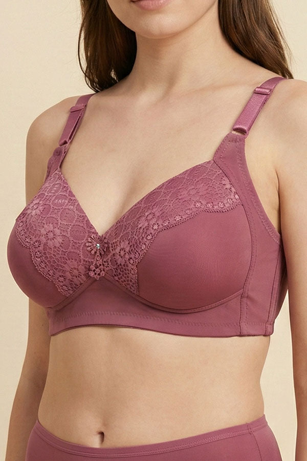 89124 6 Piece No Underwire, Adjustable Straps Solid/Lace Full Coverage Bra – B, C, D Cup C03
