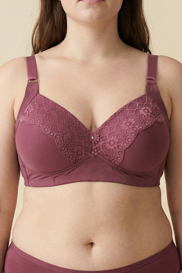 89124 6 Piece No Underwire, Adjustable Straps Solid/Lace Full Coverage Bra – B, C, D Cup C03