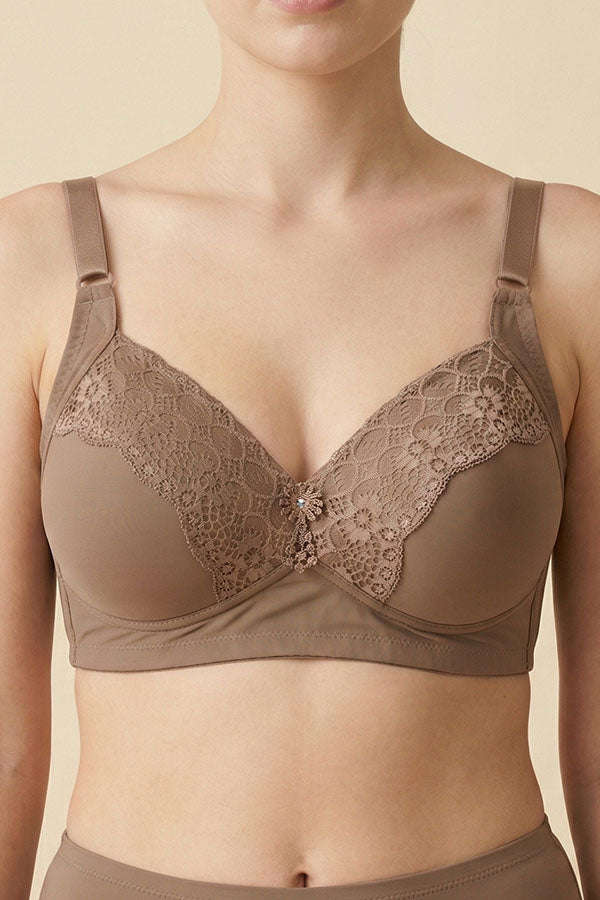 89124 6 Piece No Underwire, Adjustable Straps Solid/Lace Full Coverage Bra – B, C, D Cup C03