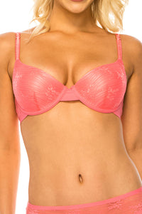 89148 12 Piece Extreme Push Up & Comfortable Fit Laser Cut Bra with Lace Trim  B/C Cup