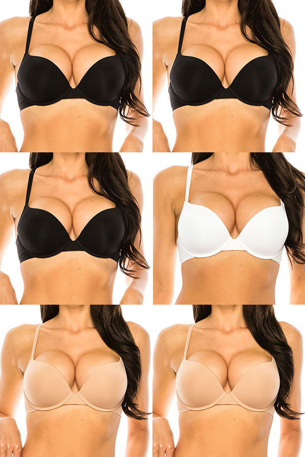 89159 6 Piece Seamless Laser-Cut Band, Push-Up Bra with Underwire B/C Cup C01