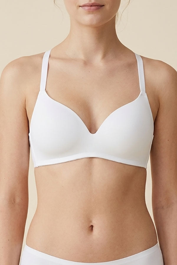 89322 12 Pieces Criss Cross Back, Adjustable Straps, Soft Polyamide Blend Wire Free Bra – B/C Cup
