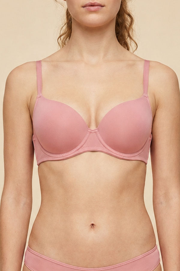 90040 6 Piece Underwire, Light Padding, Adjustable Straps, Three Hooks Back Closure Extra Coverage Bra B/C Cup C02