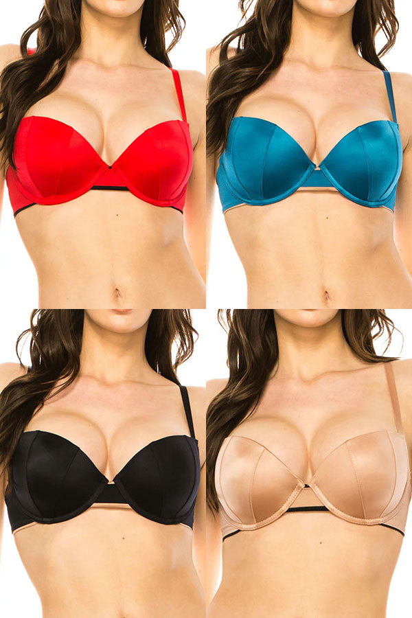 90048 4-Pack Push-Up Two-Tone Bra B C Cup