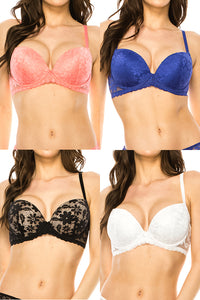 90049 4 Piece Floral Lace Push-Up Bra – B/C Cup