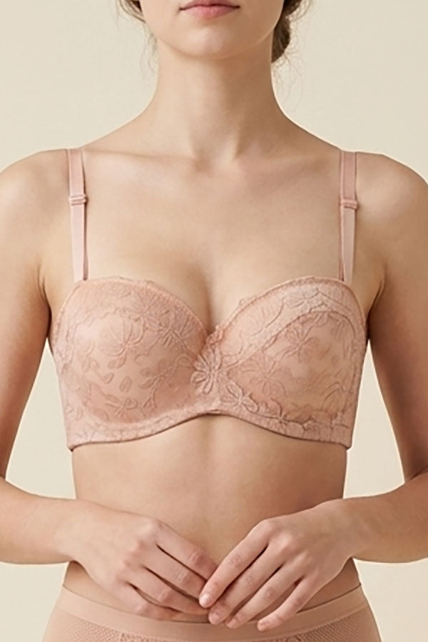 90066 12 Piece Floral Lace Half Cup Bra – Underwire Support B/C Cup