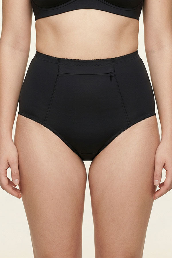 70072 Youmita Cotton High Waist Brief Panties w/ Front Zipper Pocket - 12 pcs