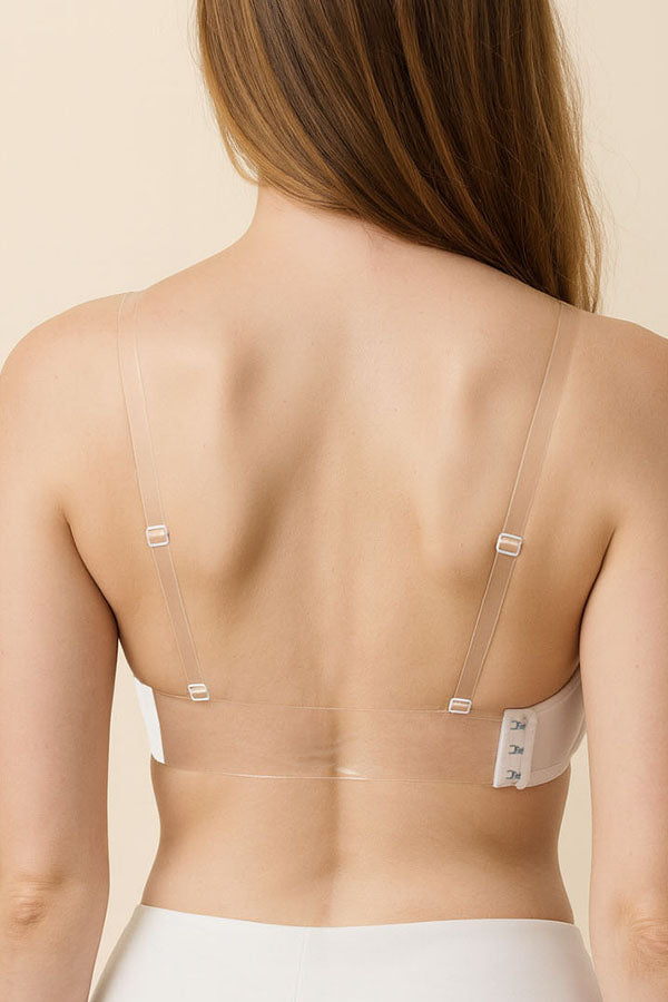 90073 12 Piece Clear Removable Straps, Comfortable Fit Clear Back Strap Push Up Demi Bra