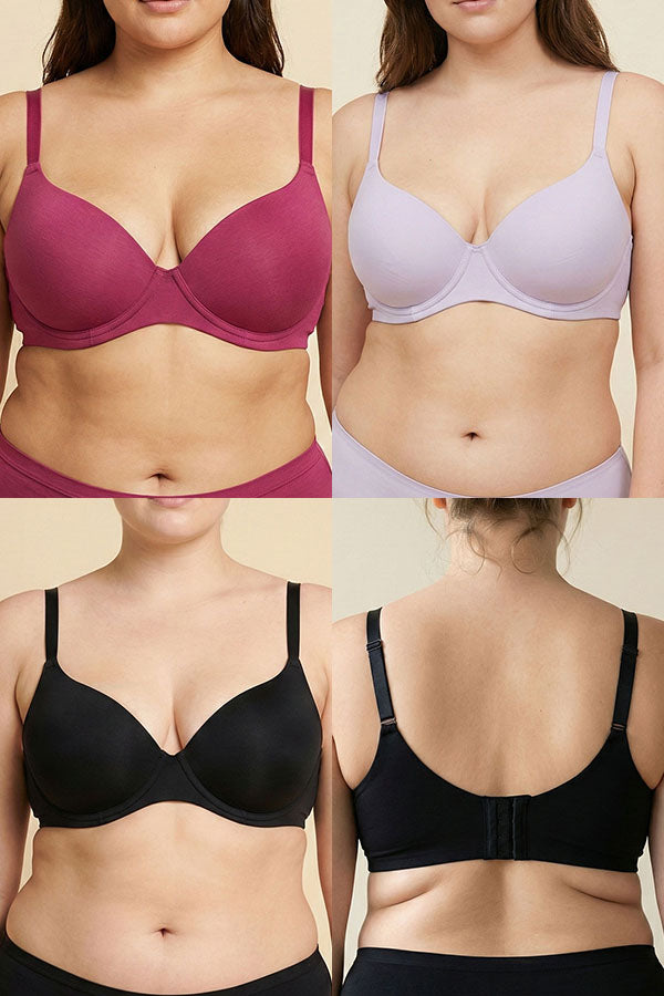 90080 Wire-Free Premium Cotton – 24-Hour Comfort Bra | 3pcs Wholesale Prepack