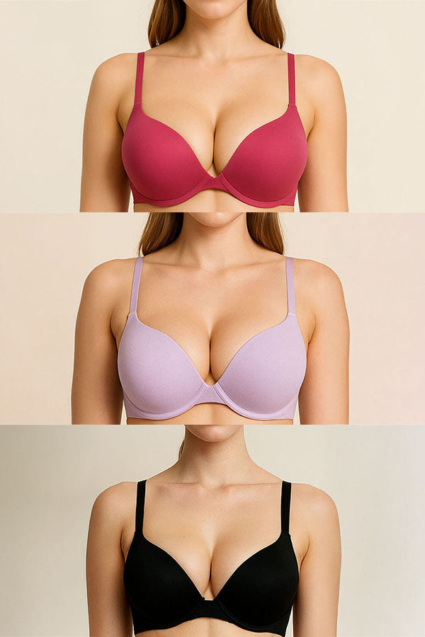 90082 Wholesale Cotton Push Up Wirefree Bra 3-Pack