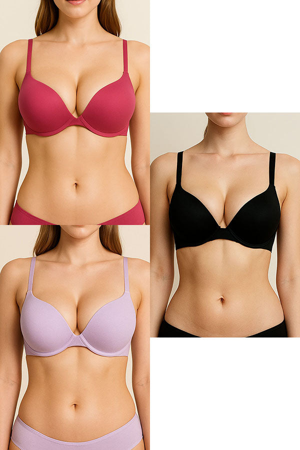 90082 Wholesale Pima Cotton Push Up Wirefree Bra 3-Pack