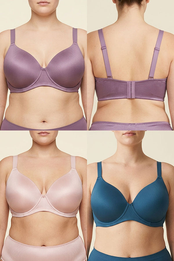 90086 D/DD Cup Satin Wire-Free Bra – Adjustable Straps, 3 Piece Prepack