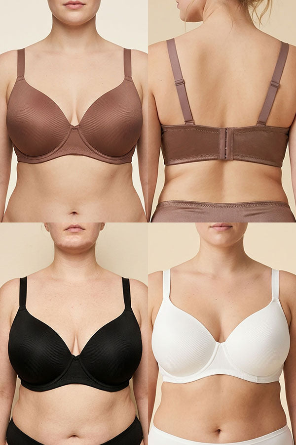 90086 D/DD Cup Satin Wire-Free Bra – Adjustable Straps, 3 Piece Prepack