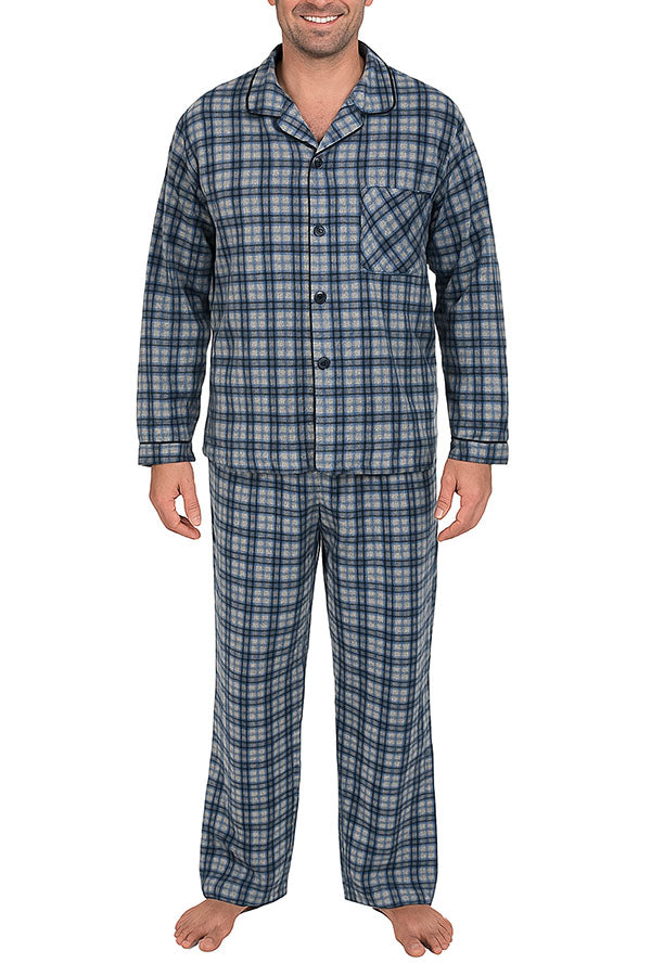 Youmita Wholesale 6 Pieces Comfortable & Stylish Sleepwear Men’s Plaid Print 2-Piece Button-Up Pajama Set