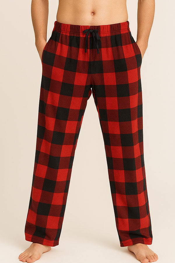 Youmita Men's Plaid Fleece Pants