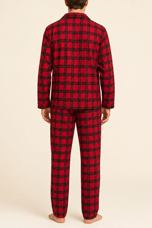 Wholesale Men's Plaid Pajama Set – Long Sleeve Button Down Top & Pants, 2-Piece Sleepwear, 6-Pack