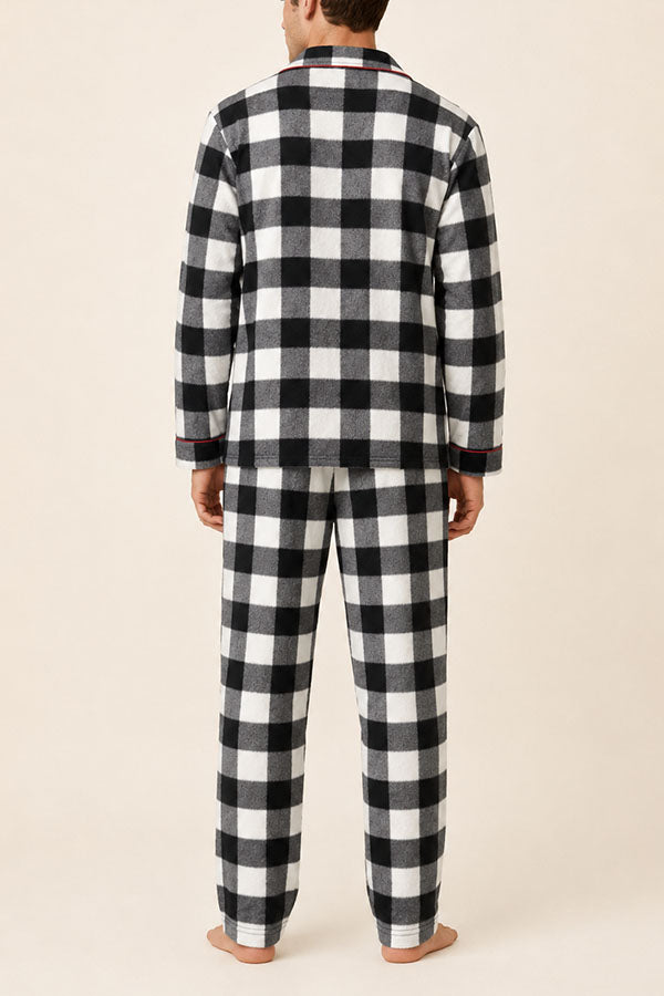 Wholesale Men's Plaid Pajama Set – Long Sleeve Button Down Top & Pants, 2-Piece Sleepwear, 6-Pack