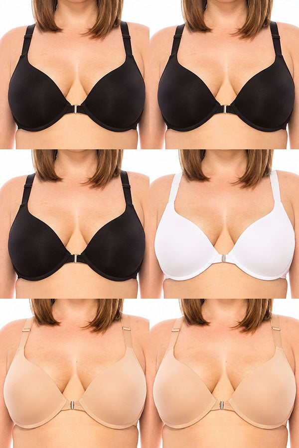 9025 6 Piece Underwire Front Closure Open Front Bra B–DD Cup C01