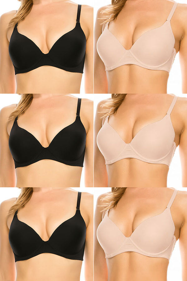 927 6 Piece Double Push Up Bra w/ Underwire C06
