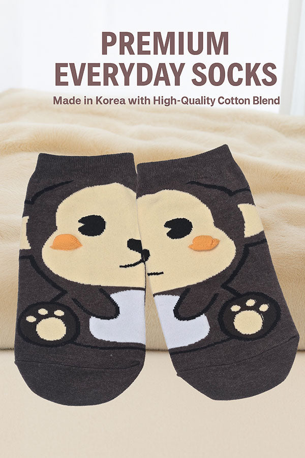 YM71 12 Pairs Cotton Blend, Made in Korea Monkey No Show Sneaker Socks
