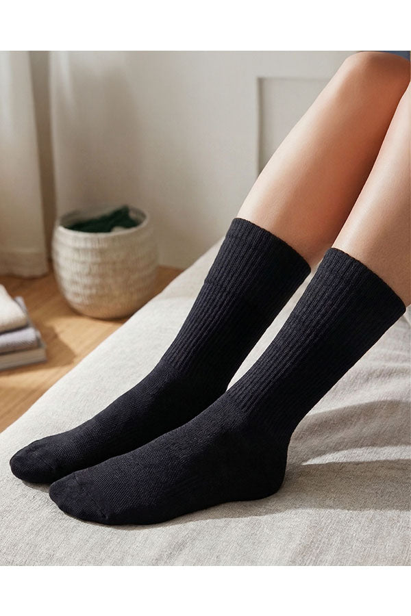 YM96 YM97 Cotton Crew Socks Cushioned Bottom Arch Support Everyday Comfort-12pairs